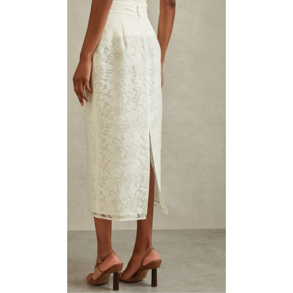 REISS Denva Burnout Skirt in Ivory - Picture 4 of 13